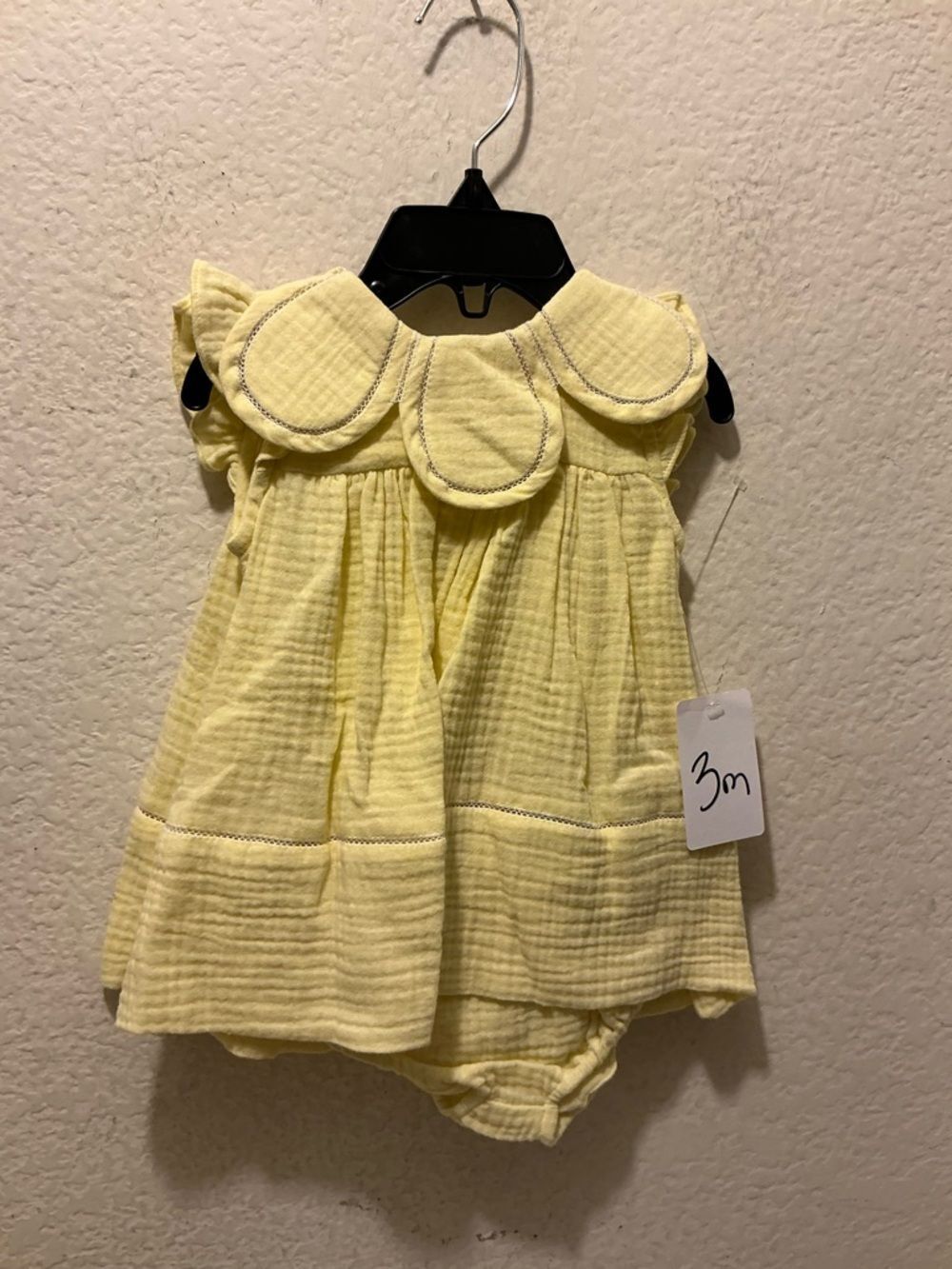 Sophie & Lucas Yellow Baby Girl Ruffle Collar Romper